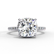 cushion cut lab grown diamond hidden halo engagement ring