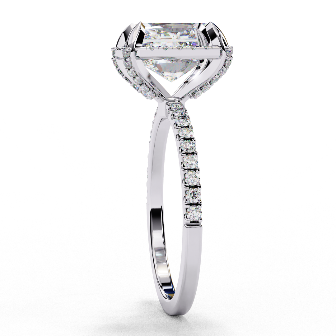Radiant Cut Hidden Halo 10k White Gold Ring