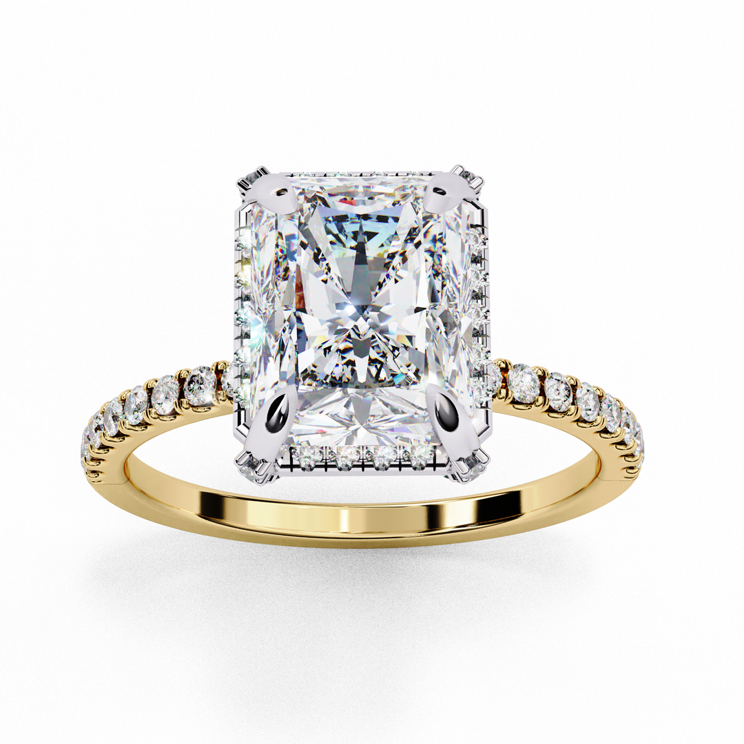 Radiant Cut Diamond Hidden Halo Ring Collection