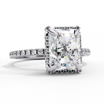 Load image into Gallery viewer, Radiant cut lab-grown diamond ring with a hidden halo
