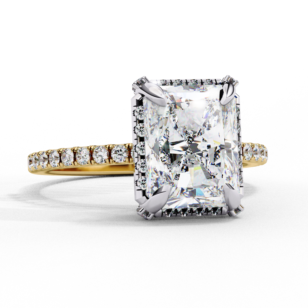Lab Grown Diamond Radiant Cut Hidden Halo Engagement Rings