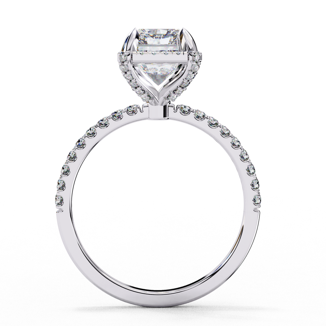 2 CT Radiant Cut Lab Grown Diamond Hidden Halo Ring