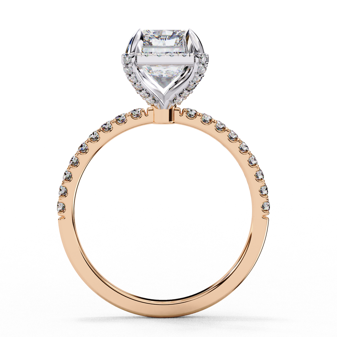 2.50 CT Radiant Cut Lab Grown Diamond Hidden Halo Ring