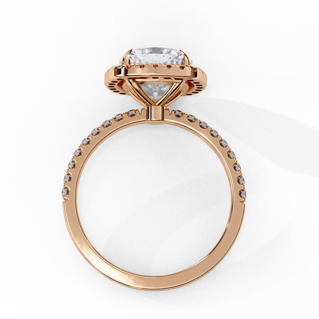 Cushion Cut Lab Grown Diamond Engagement Ring With Halo