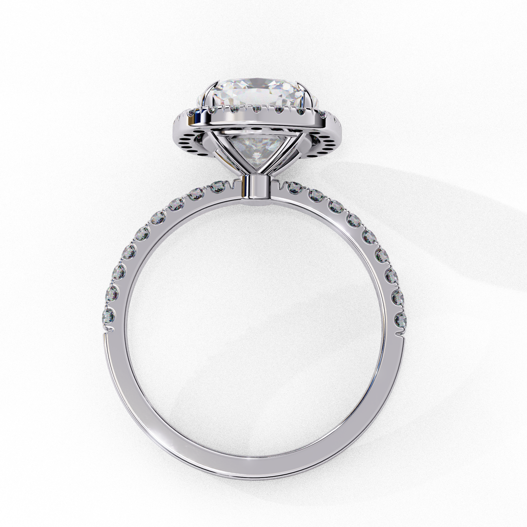 Cushion Cut Lab Grown Diamond Engagement Ring With Halo