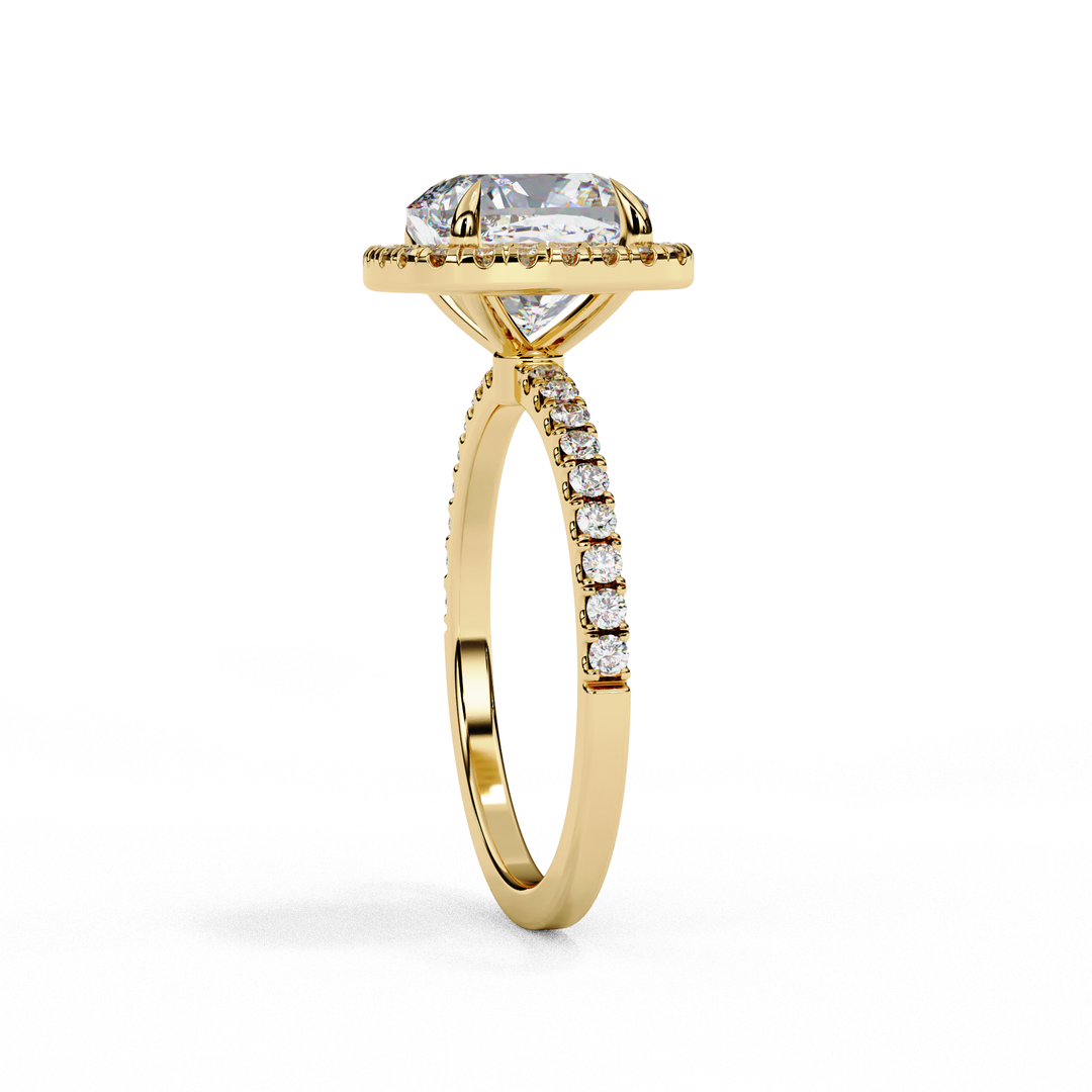 Cushion Cut Lab Grown Diamond Engagement Ring With Halo
