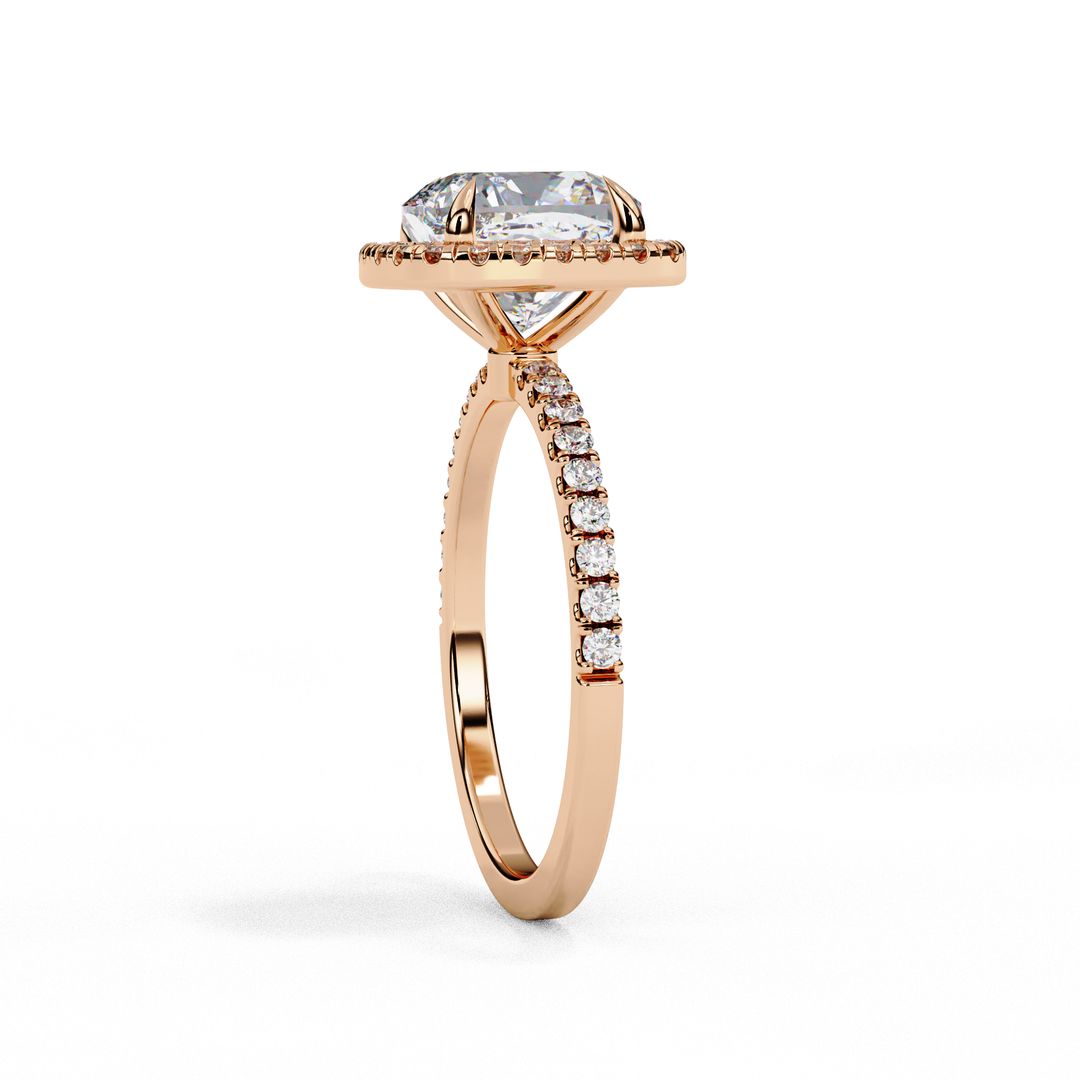 Cushion Cut Lab Grown Diamond Engagement Ring With Halo