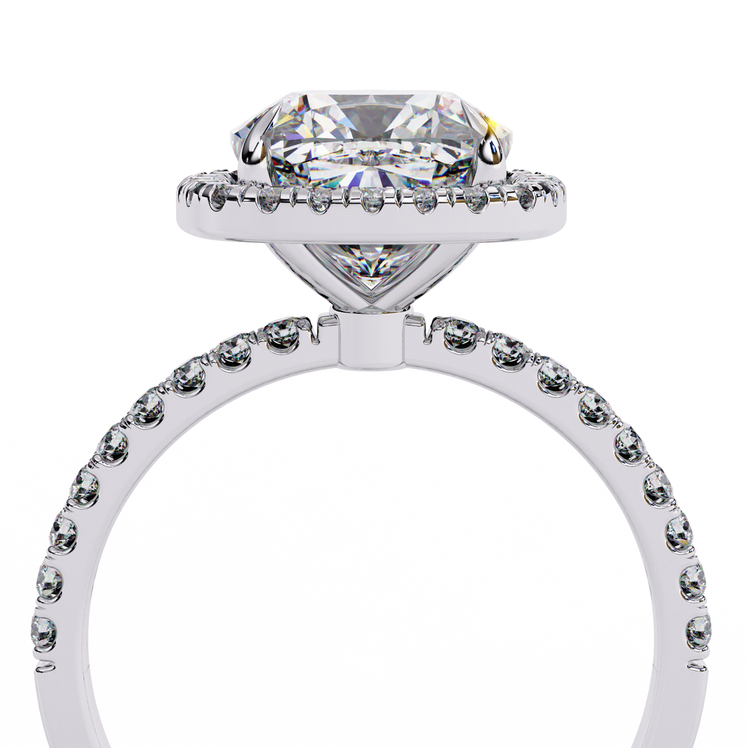 Cushion Cut Lab Grown Diamond Engagement Ring With Halo