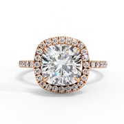 Cushion Cut Lab Grown Diamond Engagement Ring With Halo