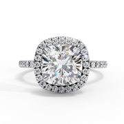 cushion cut lab grown diamond halo engagement ring