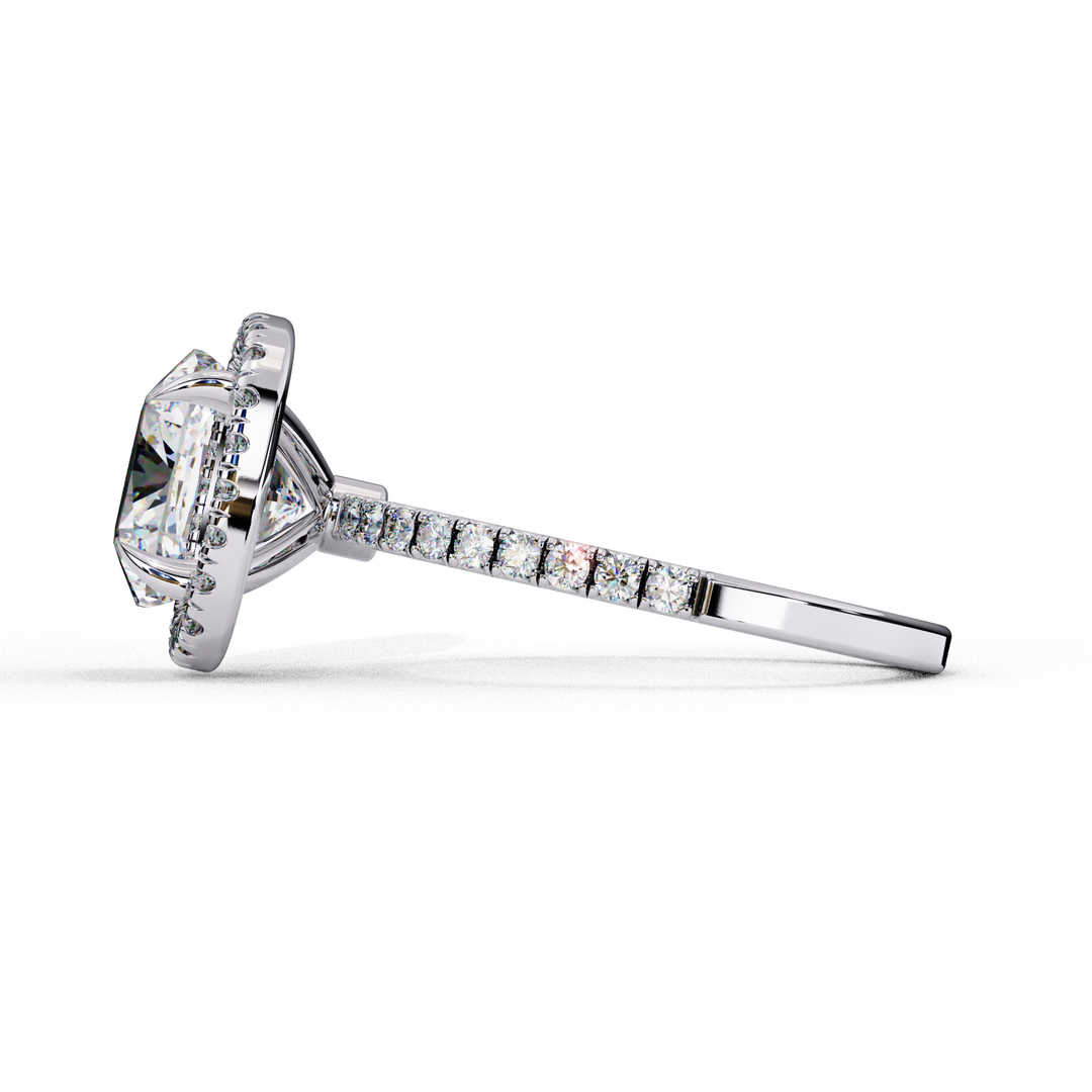 Cushion Cut Lab Grown Diamond Engagement Ring With Halo