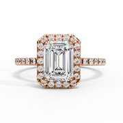 Emerald Cut Lab Grown Diamond Engagement Ring With Halo