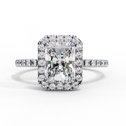 Radiant Cut Moissanite Engagement Ring with Halo