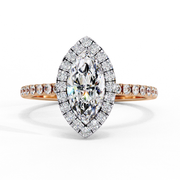 Marquise Moissanite Engagement Ring with Halo