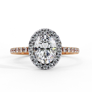 oval lab grown diamond halo engagement ring