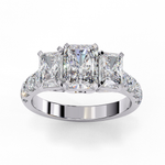 Load image into Gallery viewer, Radiant Cut Moissanite Engagement Three Stone Ring
