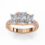 Load image into Gallery viewer, Radiant Cut Moissanite Engagement Three Stone Ring
