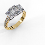 Load image into Gallery viewer, Radiant Cut Moissanite Engagement Three Stone Ring
