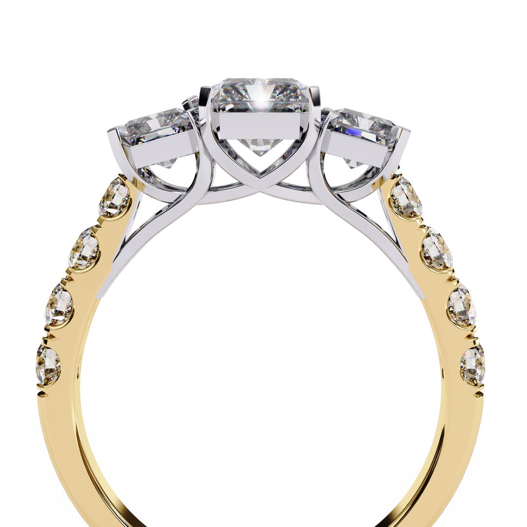 Radiant Cut Moissanite Engagement Three Stone Ring
