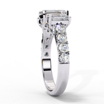 Load image into Gallery viewer, Emerald Cut Moissanite Engagement Three Stone Ring
