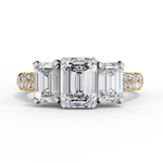 Load image into Gallery viewer, Emerald Cut Moissanite Engagement Three Stone Ring
