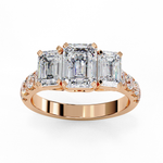 Load image into Gallery viewer, Emerald Cut Moissanite Engagement Three Stone Ring
