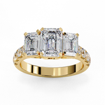 Load image into Gallery viewer, Emerald Cut Moissanite Engagement Three Stone Ring
