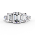Load image into Gallery viewer, Emerald Cut Moissanite Engagement Three Stone Ring
