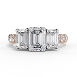 Load image into Gallery viewer, Emerald Cut Moissanite Engagement Three Stone Ring
