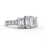 Load image into Gallery viewer, Emerald Cut Moissanite Engagement Three Stone Ring
