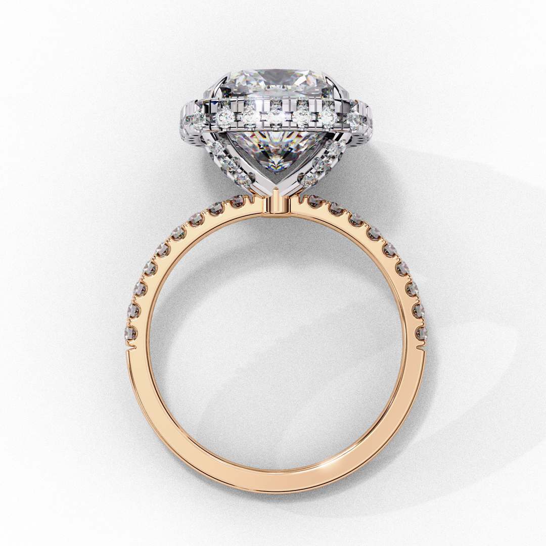 Cushion Cut Lab Grown Diamond Engagement Ring With Double Halo