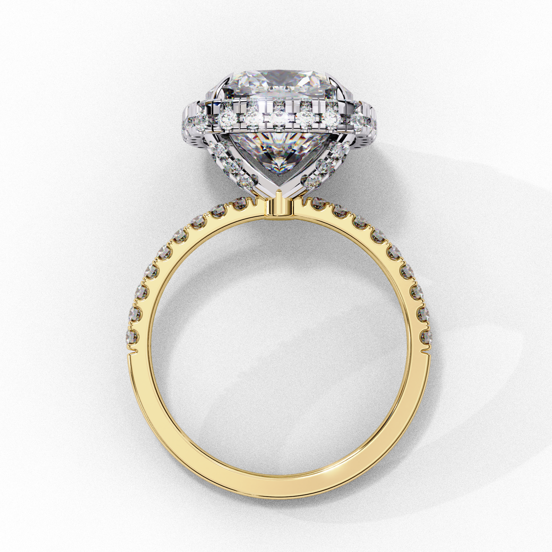 Cushion Cut Lab Grown Diamond Engagement Ring With Double Halo