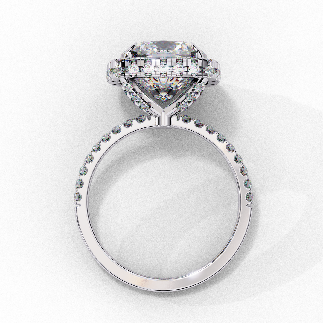 Cushion Cut Lab Grown Diamond Engagement Ring With Double Halo