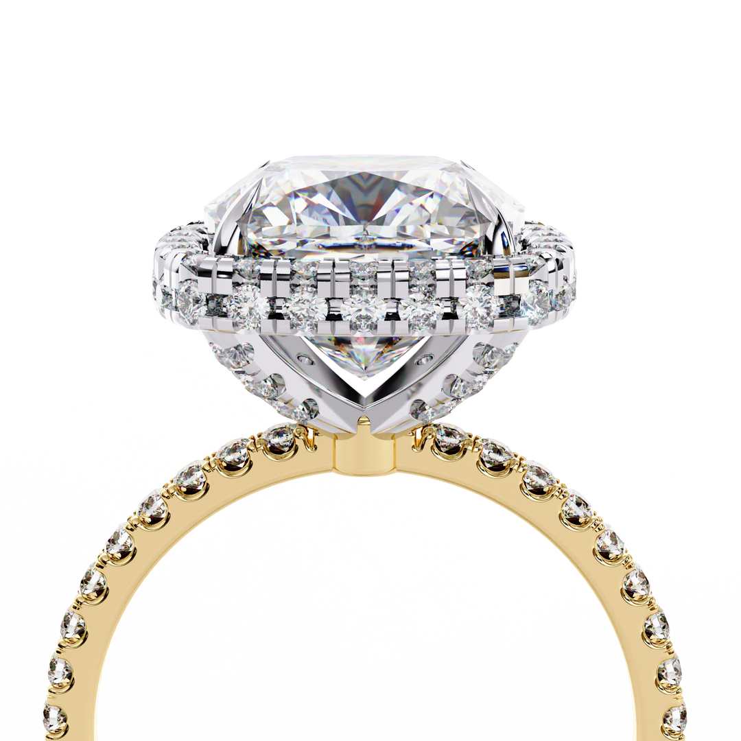 Cushion Cut Lab Grown Diamond Engagement Ring With Double Halo