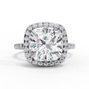 cushion cut lab grown diamond double halo engagement ring