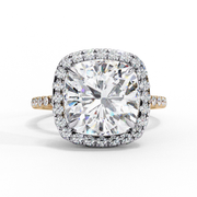 Cushion Cut Moissanite Engagement Ring With Doule Halo