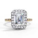 Load image into Gallery viewer, Emerald Cut Lab Grown Diamond Engagement Ring with Pave Halo
