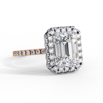 Load image into Gallery viewer, Emerald Cut Lab Grown Diamond Engagement Ring with Pave Halo
