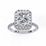 Load image into Gallery viewer, Radiant Cut Moissanite Engagement Ring with Pave Halo
