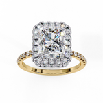 Load image into Gallery viewer, Radiant Cut Moissanite Engagement Ring with Pave Halo
