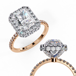 Load image into Gallery viewer, Radiant Cut Moissanite Engagement Ring with Pave Halo
