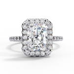 Load image into Gallery viewer, Radiant Cut Moissanite Engagement Ring with Pave Halo
