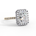 Load image into Gallery viewer, Radiant Cut Moissanite Engagement Ring with Pave Halo
