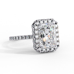 Load image into Gallery viewer, Radiant Cut Moissanite Engagement Ring with Pave Halo

