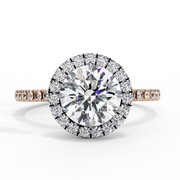 Round Cut Moissanite Ring with Pave Halo