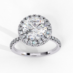 Load image into Gallery viewer, Round Cut Lab Grown Diamond Engagement Ring With Pave Halo
