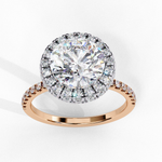 Load image into Gallery viewer, Round Cut Lab Grown Diamond Engagement Ring With Pave Halo
