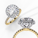 Load image into Gallery viewer, Round Cut Lab Grown Diamond Engagement Ring With Pave Halo

