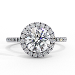 Load image into Gallery viewer, Round Cut Lab Grown Diamond Engagement Ring With Pave Halo
