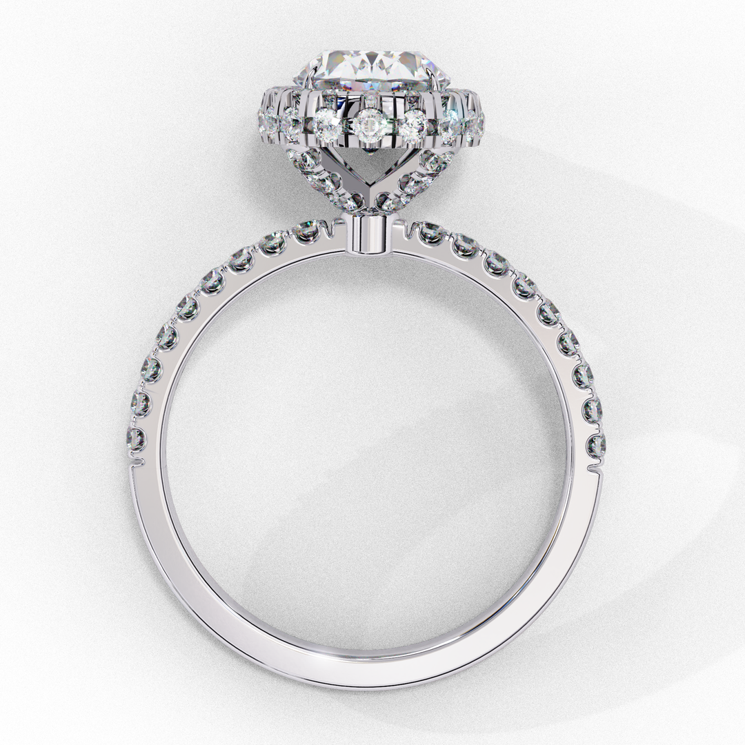 Oval Cut Moissanite Engagement Ring With Pave Halo